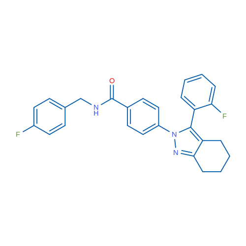 4-[3-(2-Fluorophenyl)-4,5,6,7-tetrahydro-2H-indazol-2-yl]-N-[(4-fluorophenyl)methyl]benzamide 1g