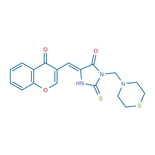 (5Z)-5-[(4-Oxo-4H-chromen-3-yl)methylidene]-2-sulfanylidene-3-[(thiomorpholin-4-yl)methyl]imidazolidin-4-one 1g