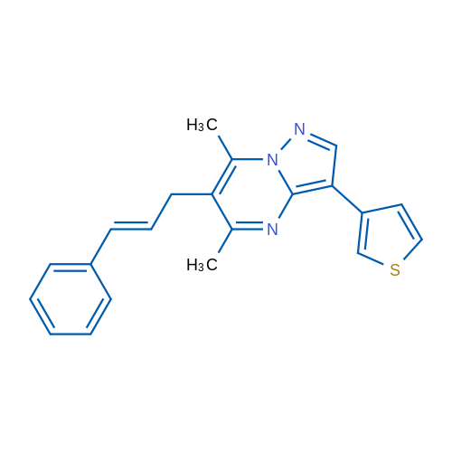 5,7-Dimethyl-6-[(2E)-3-phenylprop-2-en-1-yl]-3-(thiophen-3-yl)pyrazolo[1,5-a]pyrimidine 1g