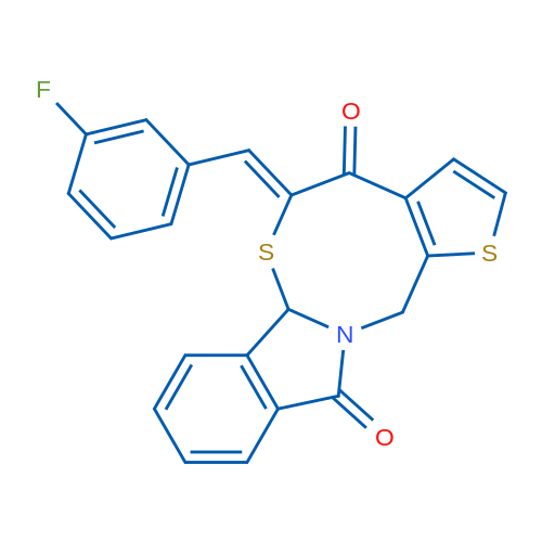(9Z)-9-[(3-Fluorophenyl)methylidene]-4,10-dithia-1-azatetracyclo[9.7.0.0^{3,7}.0^{12,17}]octadeca-3(7),5,12(17),13,15-pentaene-8,18-dione 1g