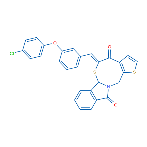 (9Z)-9-{[3-(4-chlorophenoxy)phenyl]methylidene}-4,10-dithia-1-azatetracyclo[9.7.0.0^{3,7}.0^{12,17}]octadeca-3(7),5,12(17),13,15-pentaene-8,18-dione 1g