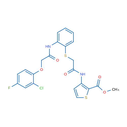 Methyl 3-[2-({2-[2-(2-chloro-4-fluorophenoxy)acetamido]phenyl}sulfanyl)acetamido]thiophene-2-carboxylate 1g