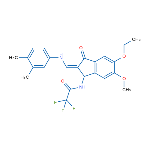 N-[(2Z)-2-{[(3,4-dimethylphenyl)amino]methylidene}-5-ethoxy-6-methoxy-3-oxo-2,3-dihydro-1H-inden-1-yl]-2,2,2-trifluoroacetamide 1g