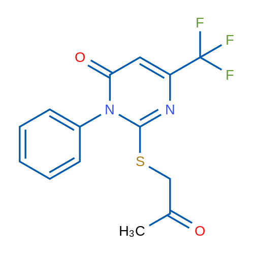 2-[(2-Oxopropyl)sulfanyl]-3-phenyl-6-(trifluoromethyl)-3,4-dihydropyrimidin-4-one 1g