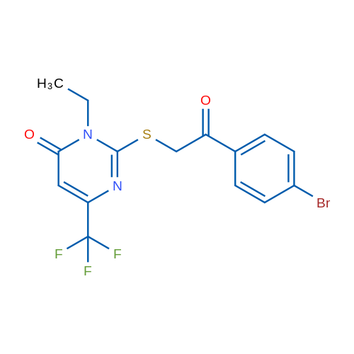 2-{[2-(4-bromophenyl)-2-oxoethyl]sulfanyl}-3-ethyl-6-(trifluoromethyl)-3,4-dihydropyrimidin-4-one 1g