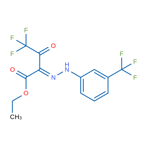 Ethyl (2E)-4,4,4-trifluoro-3-oxo-2-{2-[3-(trifluoromethyl)phenyl]hydrazin-1-ylidene}butanoate 50mg