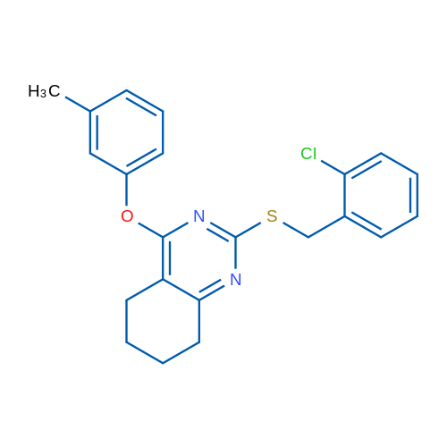 2-{[(2-chlorophenyl)methyl]sulfanyl}-4-(3-methylphenoxy)-5,6,7,8-tetrahydroquinazoline 1g