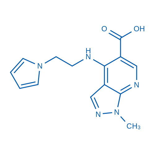 1-Methyl-4-{[2-(1H-pyrrol-1-yl)ethyl]amino}-1H-pyrazolo[3,4-b]pyridine-5-carboxylic acid 50mg