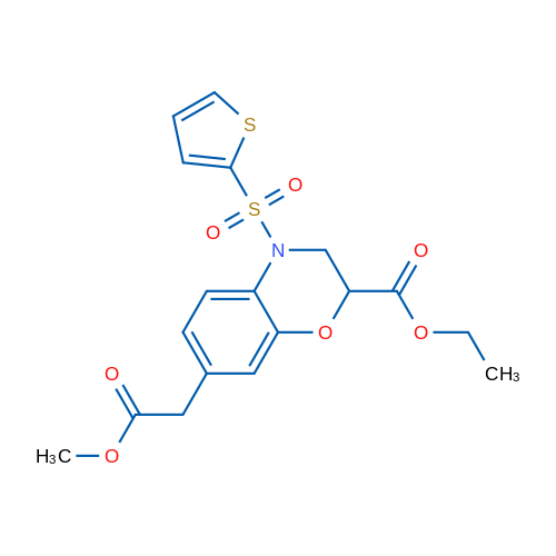Ethyl 7-(2-methoxy-2-oxoethyl)-4-(thiophene-2-sulfonyl)-3,4-dihydro-2H-1,4-benzoxazine-2-carboxylate 1g