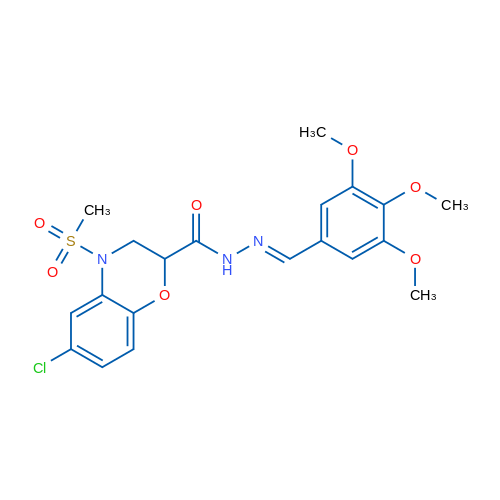 6-Chloro-4-methanesulfonyl-N'-[(1E)-(3,4,5-trimethoxyphenyl)methylidene]-3,4-dihydro-2H-1,4-benzoxazine-2-carbohydrazide 1g