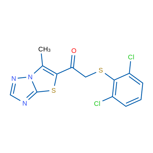 2-[(2,6-Dichlorophenyl)sulfanyl]-1-{6-methyl-[1,2,4]triazolo[3,2-b][1,3]thiazol-5-yl}ethan-1-one 1g