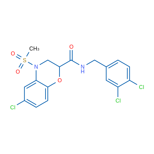 6-Chloro-N-[(3,4-dichlorophenyl)methyl]-4-methanesulfonyl-3,4-dihydro-2H-1,4-benzoxazine-2-carboxamide 1g