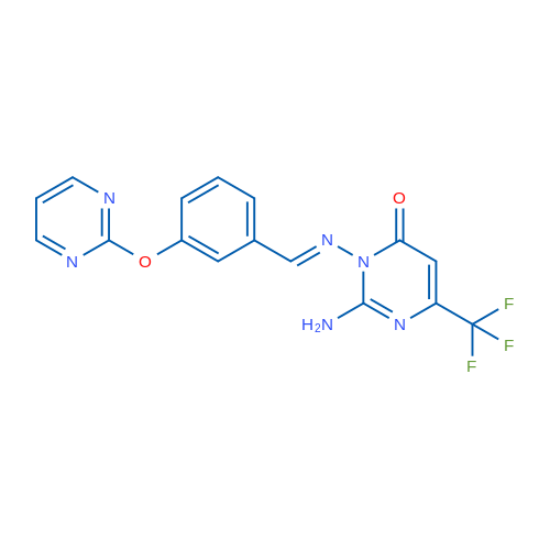 2-Amino-3-[(E)-{[3-(pyrimidin-2-yloxy)phenyl]methylidene}amino]-6-(trifluoromethyl)-3,4-dihydropyrimidin-4-one 1g