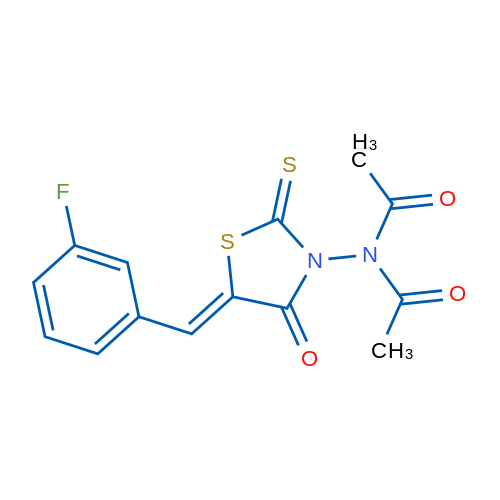 N-Acetyl-N-[(5Z)-5-[(3-fluorophenyl)methylidene]-4-oxo-2-sulfanylidene-1,3-thiazolidin-3-yl]acetamide 1g