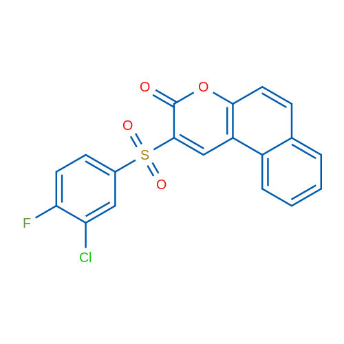 2-(3-Chloro-4-fluorobenzenesulfonyl)-3H-benzo[f]chromen-3-one 1g