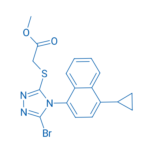 Methyl 2-((5-bromo-4-(4-cyclopropylnaphthalen-1-yl)-4H-1,2,4-triazol-3-yl)thio)acetate 100mg