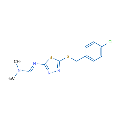 (E)-N'-(5-{[(4-chlorophenyl)methyl]sulfanyl}-1,3,4-thiadiazol-2-yl)-N,N-dimethylmethanimidamide 1g
