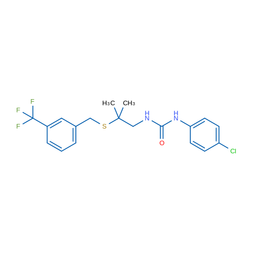 1-(4-Chlorophenyl)-3-[2-methyl-2-({[3-(trifluoromethyl)phenyl]methyl}sulfanyl)propyl]urea 1g