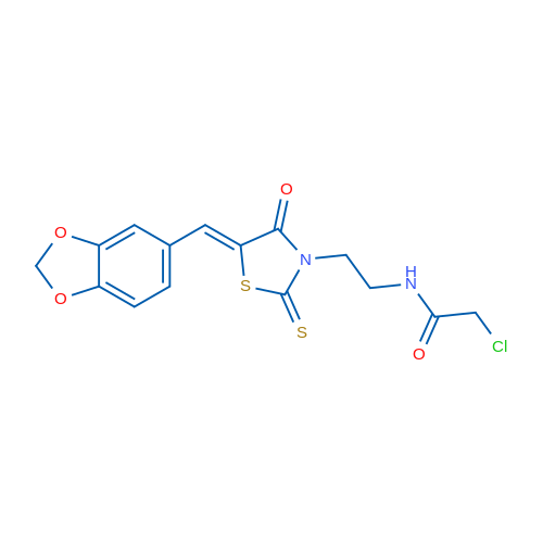 N-{2-[5-(2H-1,3-benzodioxol-5-ylmethylidene)-4-oxo-2-sulfanylidene-1,3-thiazolidin-3-yl]ethyl}-2-chloroacetamide 1g