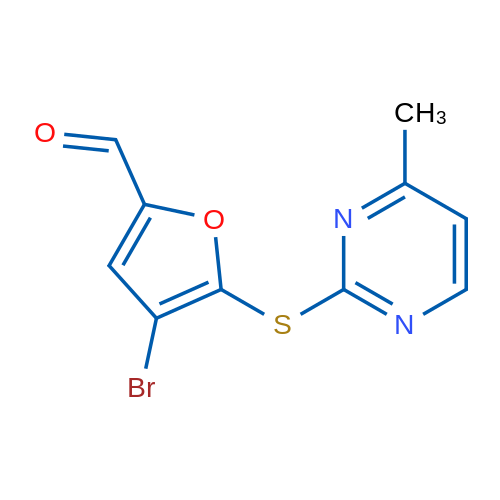 4-Bromo-5-((4-methylpyrimidin-2-yl)thio)furan-2-carbaldehyde 1g