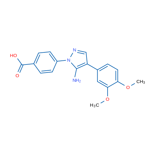 4-(5-Amino-4-(3,4-dimethoxyphenyl)-1H-pyrazol-1-yl)benzoic acid 1g