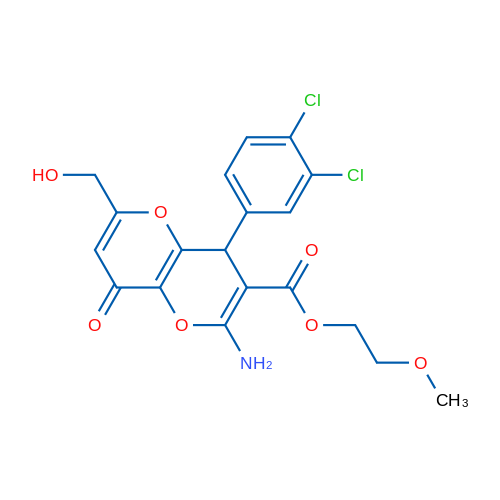 2-Methoxyethyl 2-amino-4-(3,4-dichlorophenyl)-6-(hydroxymethyl)-8-oxo-4H,8H-pyrano[3,2-b]pyran-3-carboxylate 1g