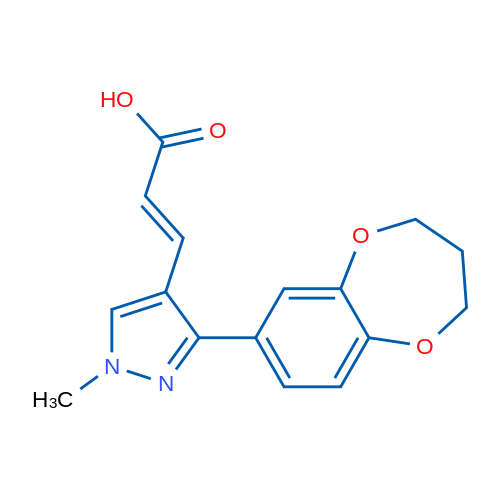 (2E)-3-[3-(3,4-Dihydro-2H-1,5-benzodioxepin-7-yl)-1-methyl-1H-pyrazol-4-yl]prop-2-enoic acid 1g
