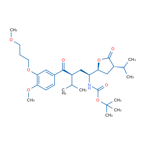 tert-Butyl ((1S,3S)-1-((2S,4S)-4-isopropyl-5-oxotetrahydrofuran-2-yl)-3-(4-methoxy-3-(3-methoxypropoxy)benzoyl)-4-methylpentyl)carbamate 1g