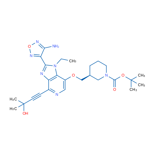 (S)-tert-butyl 3-((2-(4-amino-1,2,5-oxadiazol-3-yl)-1-ethyl-4-(3-hydroxy-3-methylbut-1-ynyl)-1H-imidazo[4,5-c]pyridin-7-yloxy)methyl)piperidine-1-carboxylate 25mg