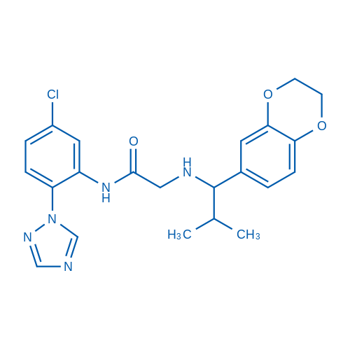 N-[5-Chloro-2-(1H-1,2,4-triazol-1-yl)phenyl]-2-{[1-(2,3-dihydro-1,4-benzodioxin-6-yl)-2-methylpropyl]amino}acetamide 50mg