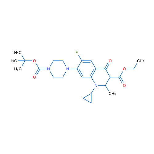 Ethyl 7-(4-(tert-butoxycarbonyl)piperazin-1-yl)-1-cyclopropyl-6-fluoro-2-methyl-4-oxo-1,2,3,4-tetrahydroquinoline-3-carboxylate 1g