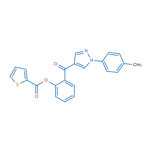 2-[1-(4-Methylphenyl)-1H-pyrazole-4-carbonyl]phenyl thiophene-2-carboxylate 1g