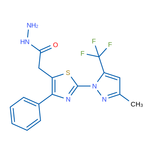 2-{2-[3-methyl-5-(trifluoromethyl)-1H-pyrazol-1-yl]-4-phenyl-1,3-thiazol-5-yl}acetohydrazide 1g