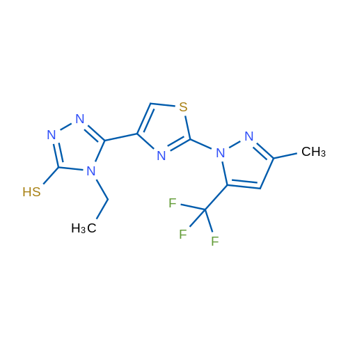 4-Ethyl-5-{2-[3-methyl-5-(trifluoromethyl)-1H-pyrazol-1-yl]-1,3-thiazol-4-yl}-4H-1,2,4-triazole-3-thiol 1g