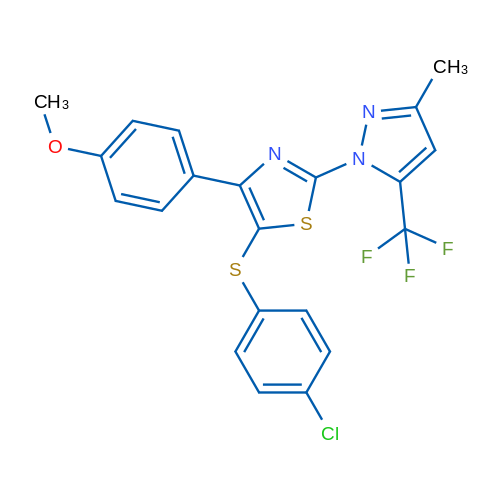 5-[(4-Chlorophenyl)sulfanyl]-4-(4-methoxyphenyl)-2-[3-methyl-5-(trifluoromethyl)-1H-pyrazol-1-yl]-1,3-thiazole 1g