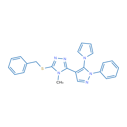 3-(Benzylsulfanyl)-4-methyl-5-[1-phenyl-5-(1H-pyrrol-1-yl)-1H-pyrazol-4-yl]-4H-1,2,4-triazole 1g