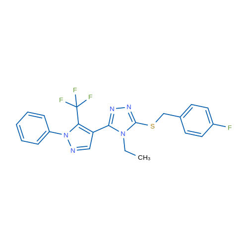 4-Ethyl-3-{[(4-fluorophenyl)methyl]sulfanyl}-5-[1-phenyl-5-(trifluoromethyl)-1H-pyrazol-4-yl]-4H-1,2,4-triazole 1g