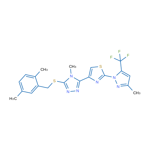 3-{[(2,5-dimethylphenyl)methyl]sulfanyl}-4-methyl-5-{2-[3-methyl-5-(trifluoromethyl)-1H-pyrazol-1-yl]-1,3-thiazol-4-yl}-4H-1,2,4-triazole 1g