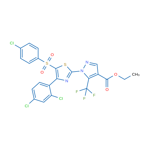 Ethyl 1-[5-(4-chlorobenzenesulfonyl)-4-(2,4-dichlorophenyl)-1,3-thiazol-2-yl]-5-(trifluoromethyl)-1H-pyrazole-4-carboxylate 1g