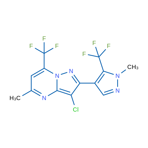 4-[3-Chloro-5-methyl-7-(trifluoromethyl)pyrazolo[1,5-a]pyrimidin-2-yl]-1-methyl-5-(trifluoromethyl)-1H-pyrazole 1g