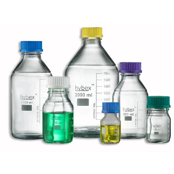 hybex™ Media storage bottle, 50ml with standard (GL32) blue cap, 10/pk.
