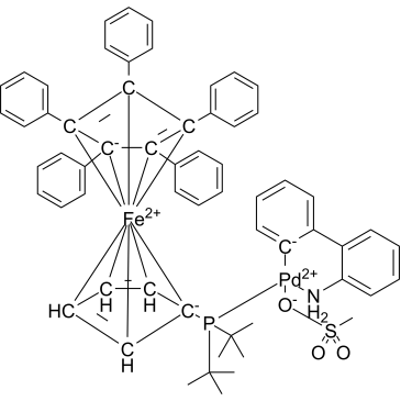 [2′-(Amino-κN)[1,1′-biphenyl]-2-yl-κC][1′-[bis(1,1-dimethylethyl)phosphino]-1,2,3,4,5-pentaphenylferrocene](methanesulfonato-κO)palladium