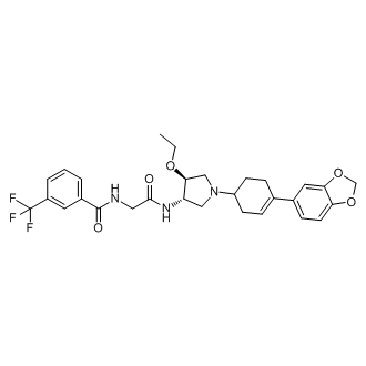 rel-N-(2-(((3S,4S)-1-(4-(Benzo[d][1,3]dioxol-5-yl)cyclohex-3-en-1-yl)-4-ethoxypyrrolidin-3-yl)amino)-2-oxoethyl)-3-(trifluoromethyl)benzamide