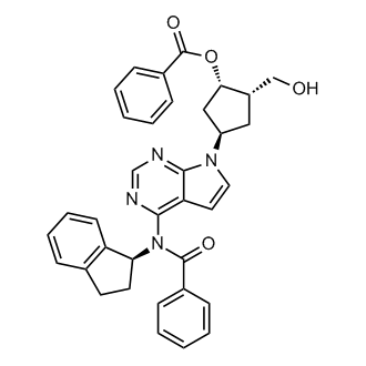 (1S,2S,4R)-4-(4-(N-((S)-2,3-dihydro-1H-inden-1-yl)benzamido)-7H-pyrrolo[2,3-d]pyrimidin-7-yl)-2-(hydroxymethyl)cyclopentyl benzoate