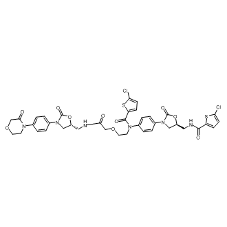 5-chloro-N-(4-((S)-5-((5-chlorothiophene-2-carboxamido)methyl)-2-oxooxazolidin-3-yl)phenyl)-N-(2-(2-oxo-2-((((R)-2-oxo-3-(4-(3-oxomorpholino)phenyl)oxazolidin-5-yl)methyl)amino)ethoxy)ethyl)thiophene-2-carboxamide