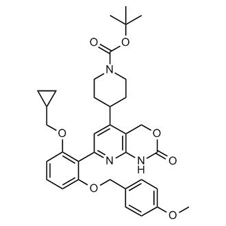 tert-butyl 4-(7-(2-(cyclopropylmethoxy)-6-((4-methoxybenzyl)oxy)phenyl)-2-oxo-2,4-dihydro-1H-pyrido[2,3-d][1,3]oxazin-5-yl)piperidine-1-carboxylate