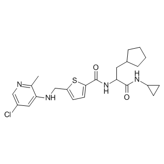 5-(((5-chloro-2-methylpyridin-3-yl)amino)methyl)-N-(3-cyclopentyl-1-(cyclopropylamino)-1-oxopropan-2-yl)thiophene-2-carboxamide