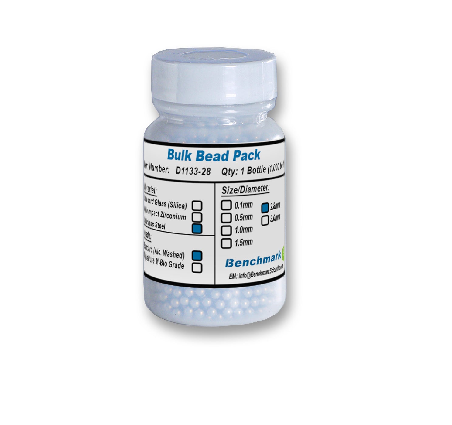 Bulk Beads, stainless steel 2.8 mm, pack of 1000