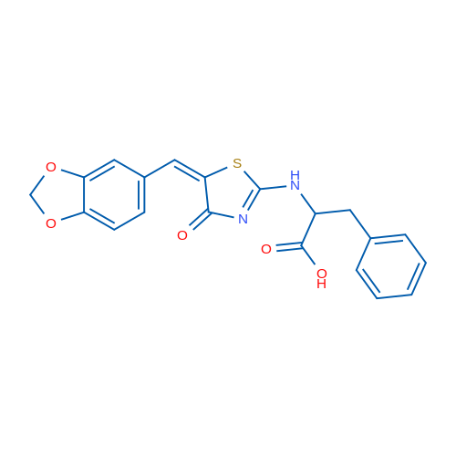 2-{[(5E)-5-[(2H-1,3-benzodioxol-5-yl)methylidene]-4-oxo-4,5-dihydro-1,3-thiazol-2-yl]amino}-3-phenylpropanoic acid 1g