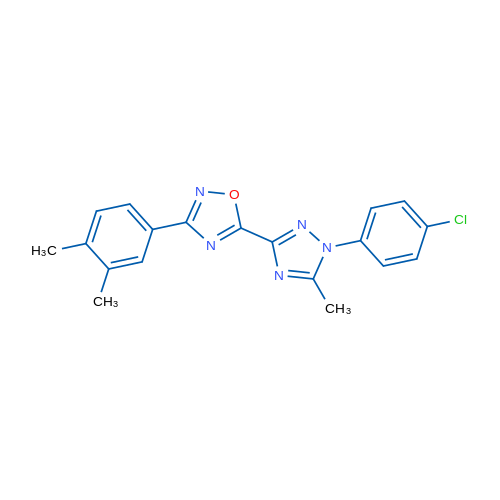 5-[1-(4-Chlorophenyl)-5-methyl-1H-1,2,4-triazol-3-yl]-3-(3,4-dimethylphenyl)-1,2,4-oxadiazole 1g